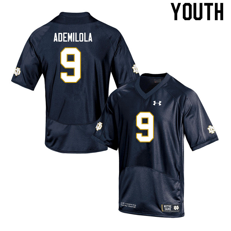 Youth #9 Justin Ademilola Notre Dame Fighting Irish College Football Jerseys Sale-Navy - Click Image to Close